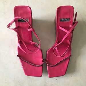 Vintage Casadei Women's Wedge Sandals with Rhinestone Strap